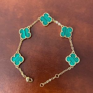 Malachite 5 motif clover bracelet